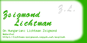 zsigmond lichtman business card